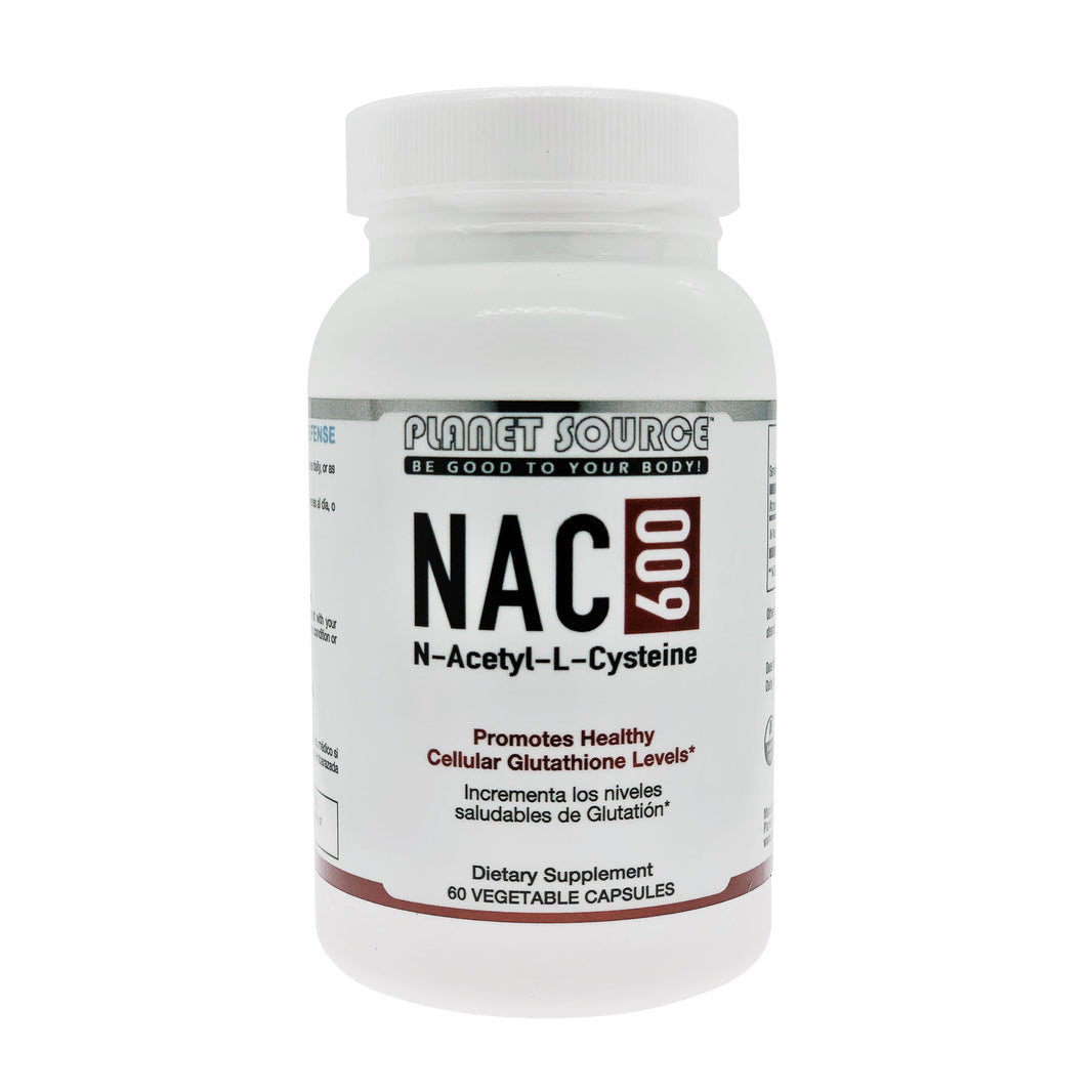 bottle of NAC capsules front view