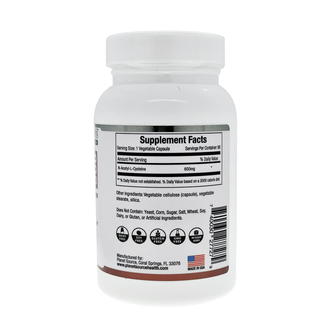 bottle of NAC capsules right side view