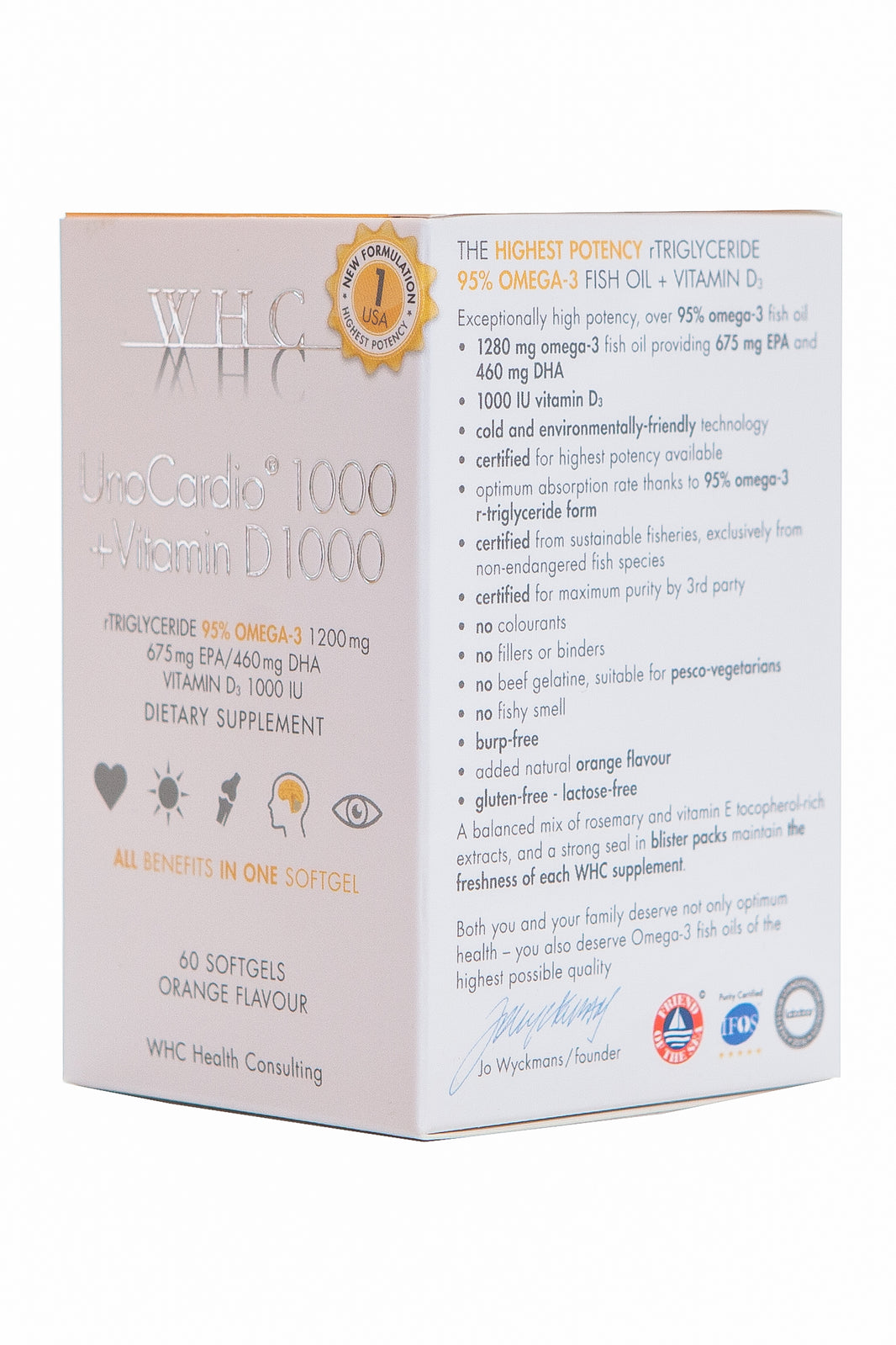 side view of UnoCardio fish oil capsules