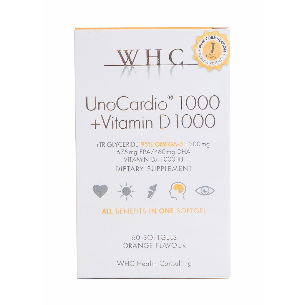 WHC UnoCardio 1000 Fish Oil Capsules with Vitamin D