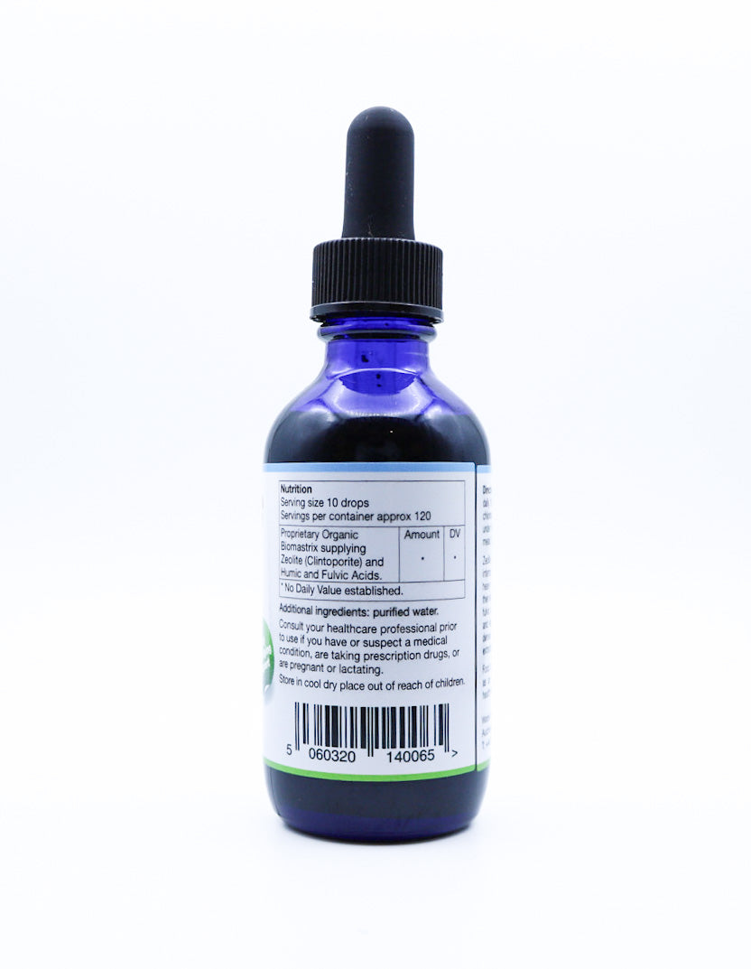 bottle of Zeolite Plus left side view